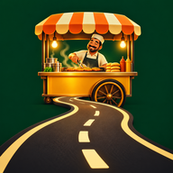 Road leading to a street food vendor